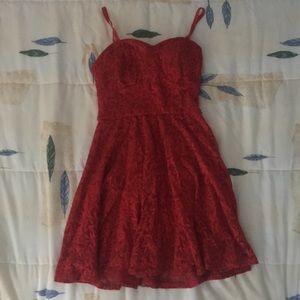 Lace Detailed Red Dress